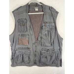 Promaster Mens XXL Utility Photography Fishing Vest Gray Multi Pocket Mesh Lined